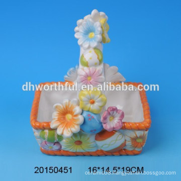 Flower design ceramic egg holder baskets for Easter day